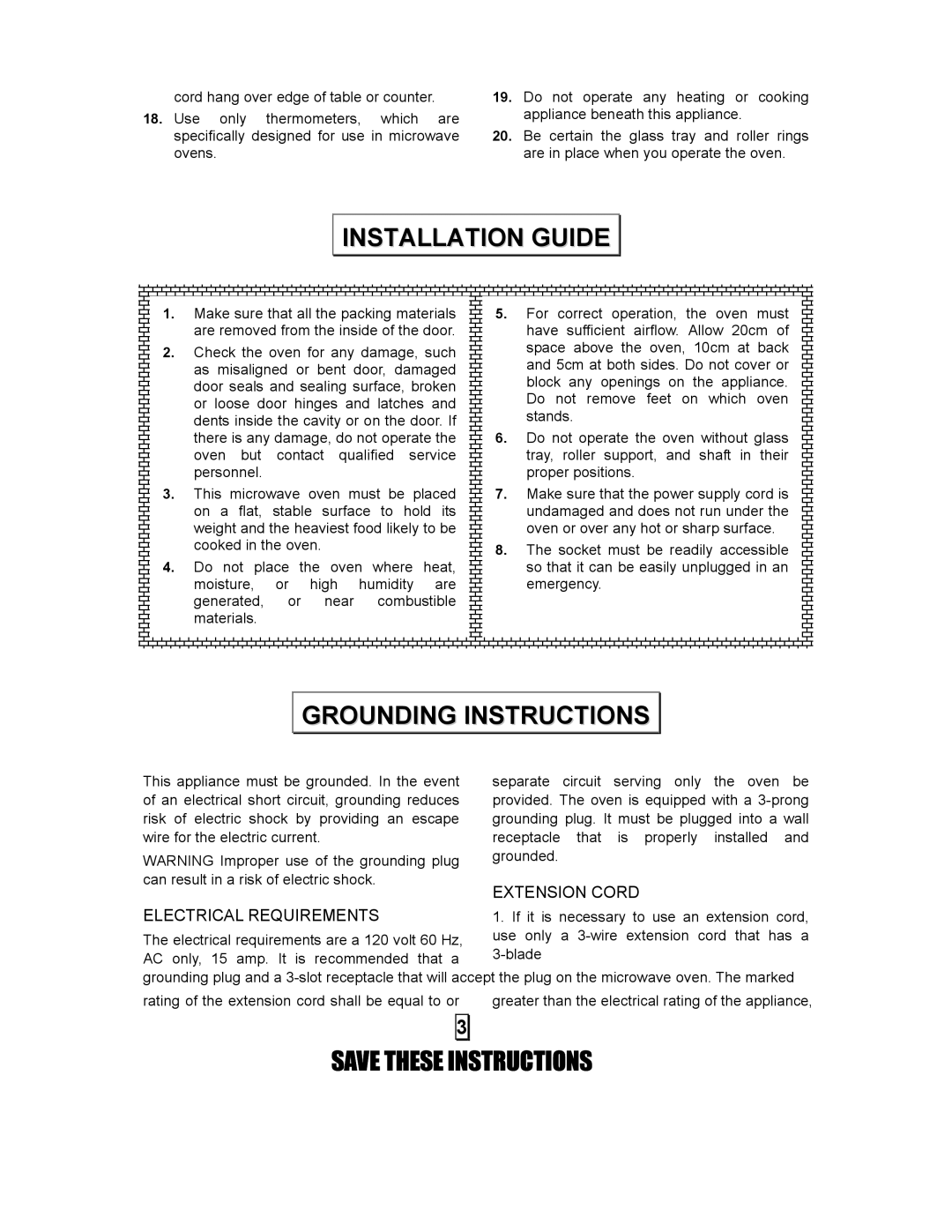 Kenmore 87103 user manual Installation Guide, Grounding Instructions 