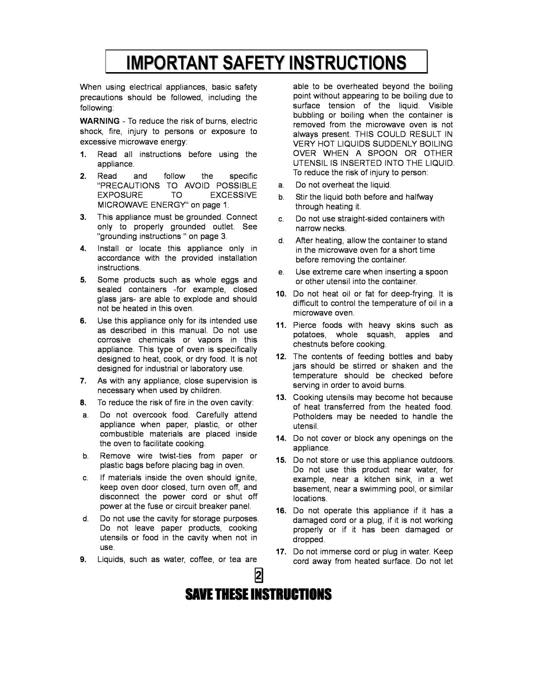 Kenmore 87103 user manual Save These Instructions, Important Safety Instructions 