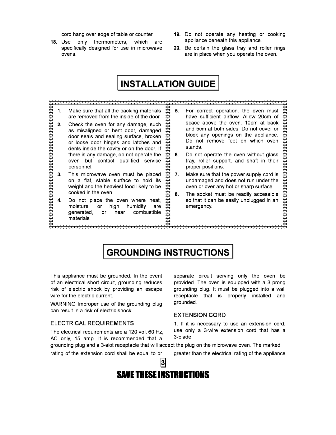 Kenmore 87103 user manual Installation Guide, Grounding Instructions, Electrical Requirements, Save These Instructions 