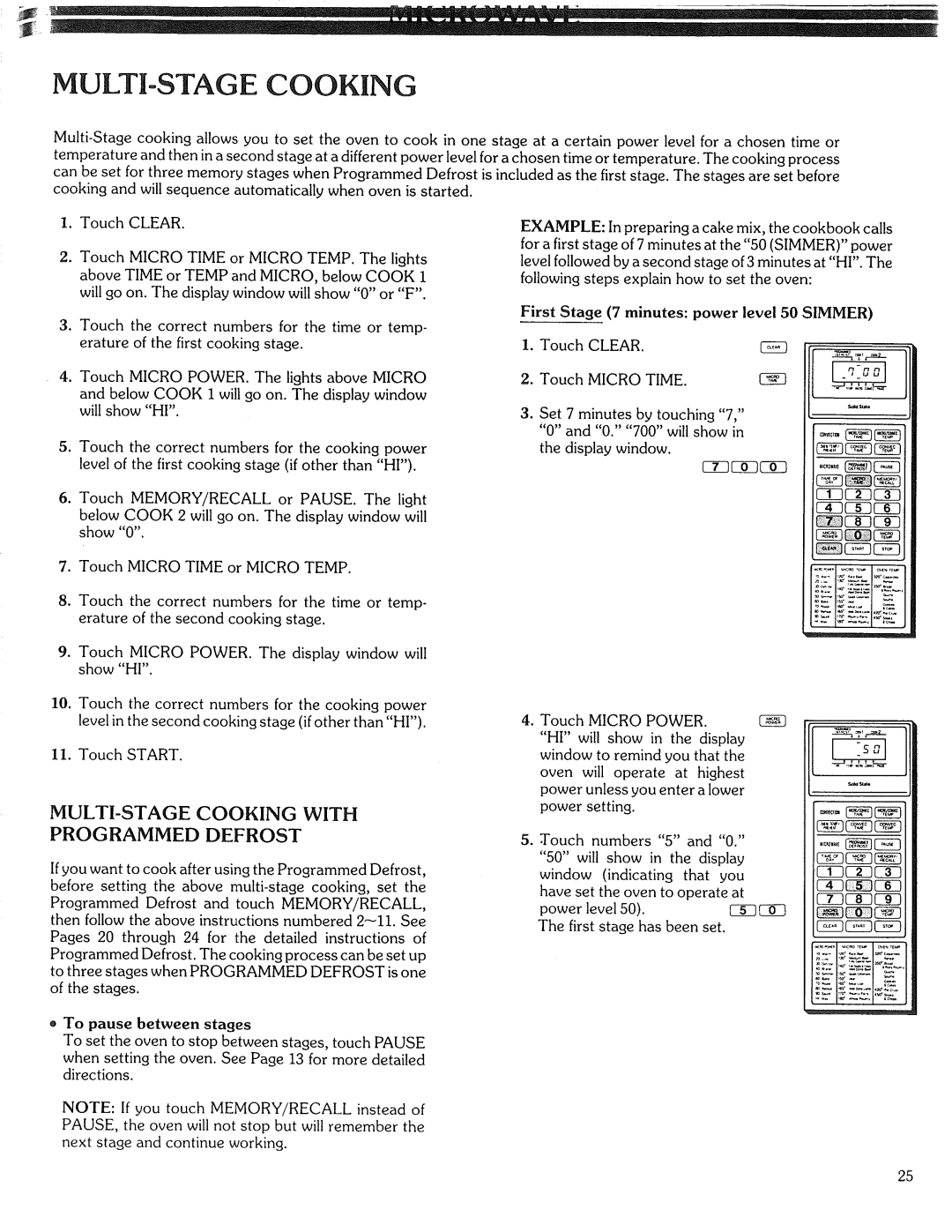 Kenmore 87561 manual MULTI-STAGE Cooking with Programmed Defrost 