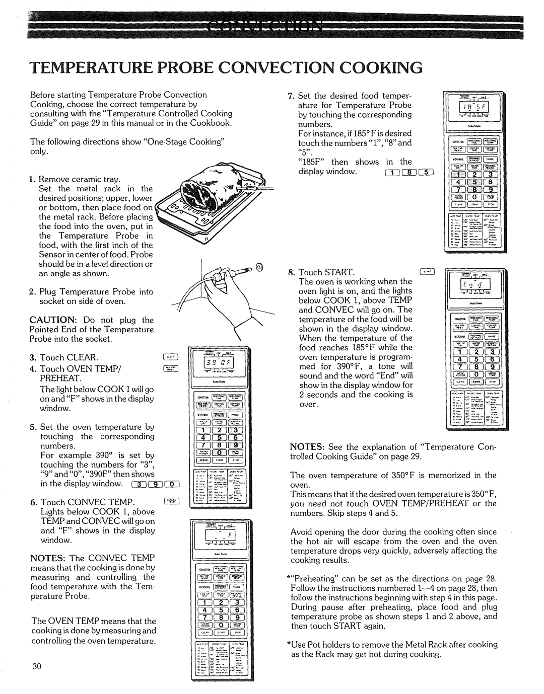 Kenmore 87561 manual Temperature Probe Convection Cooking 