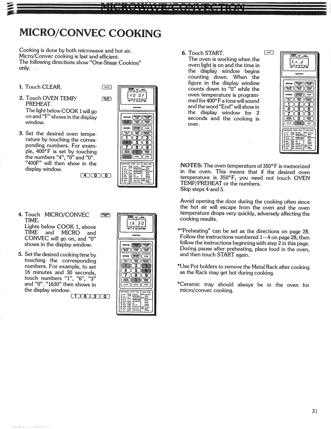 Kenmore 87561 manual Micro/Conveccooking 