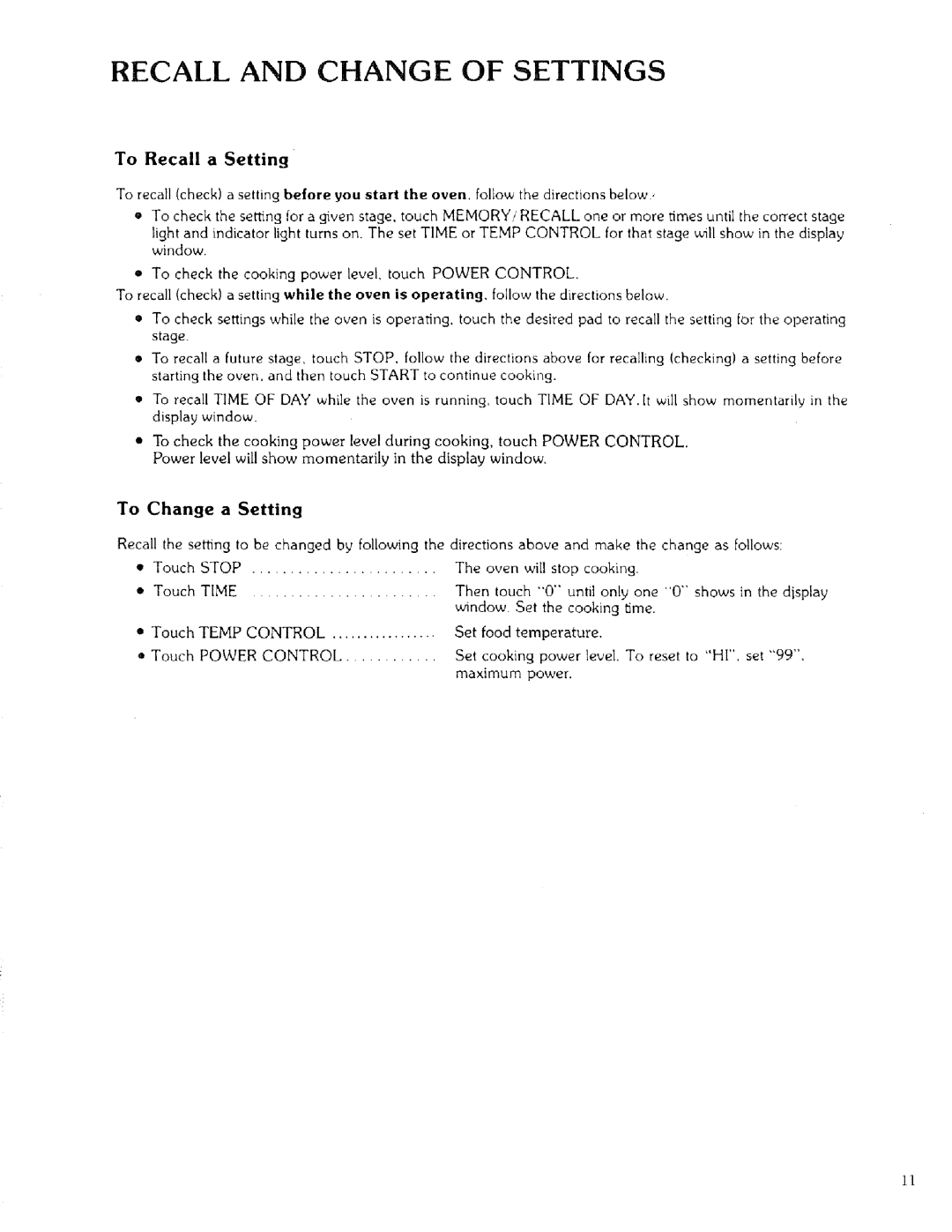 Kenmore 88329 manual To Change a Setting, Stop, Time, Temp Control, Power Control 