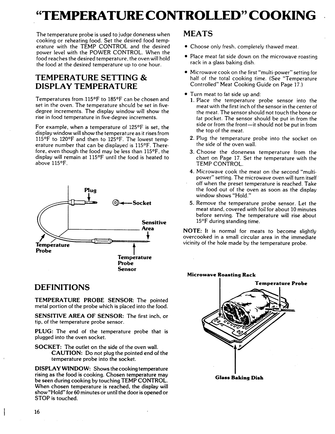 Kenmore 88761, 88762 manual Temperature Setting, Meats 