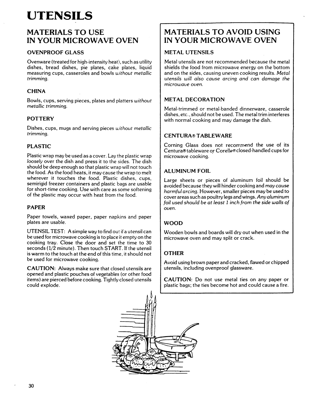 Kenmore 88761, 88762 manual Utensils, Materials to USE Your Microwave Oven, Materials to Avoid Using in Your MICROWAVE, Oven 