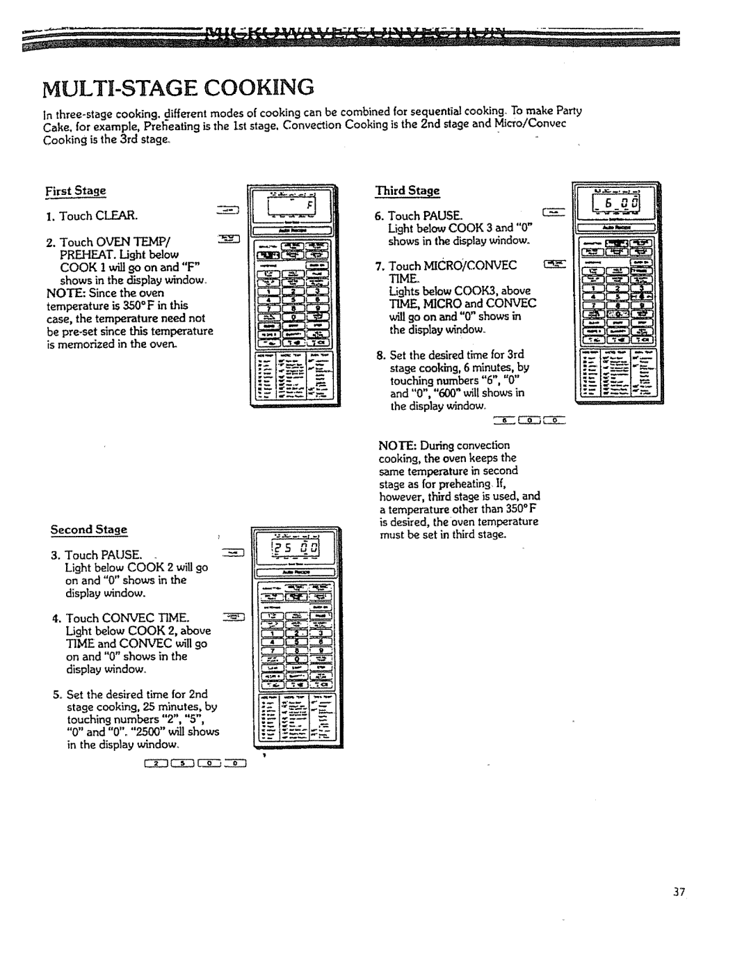 Kenmore 88963 manual MULTI-STAGE Cooking, Cooking is the 3rd stage First Stage, Touch Pause 