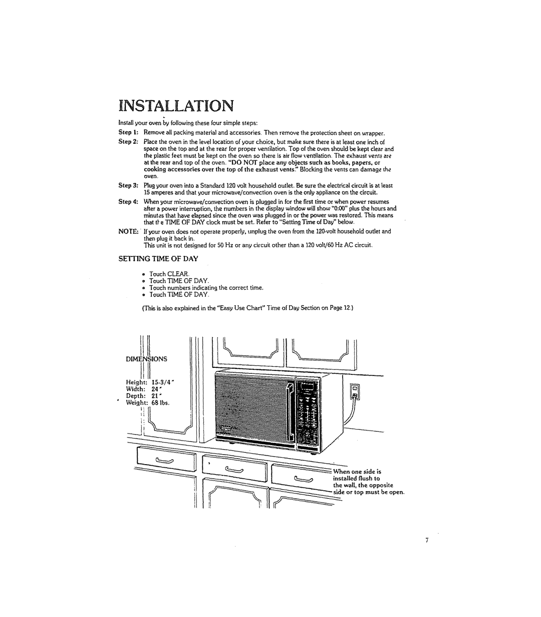 Kenmore 88963 manual Touch Clear, Weight 68 lbs, Depth 