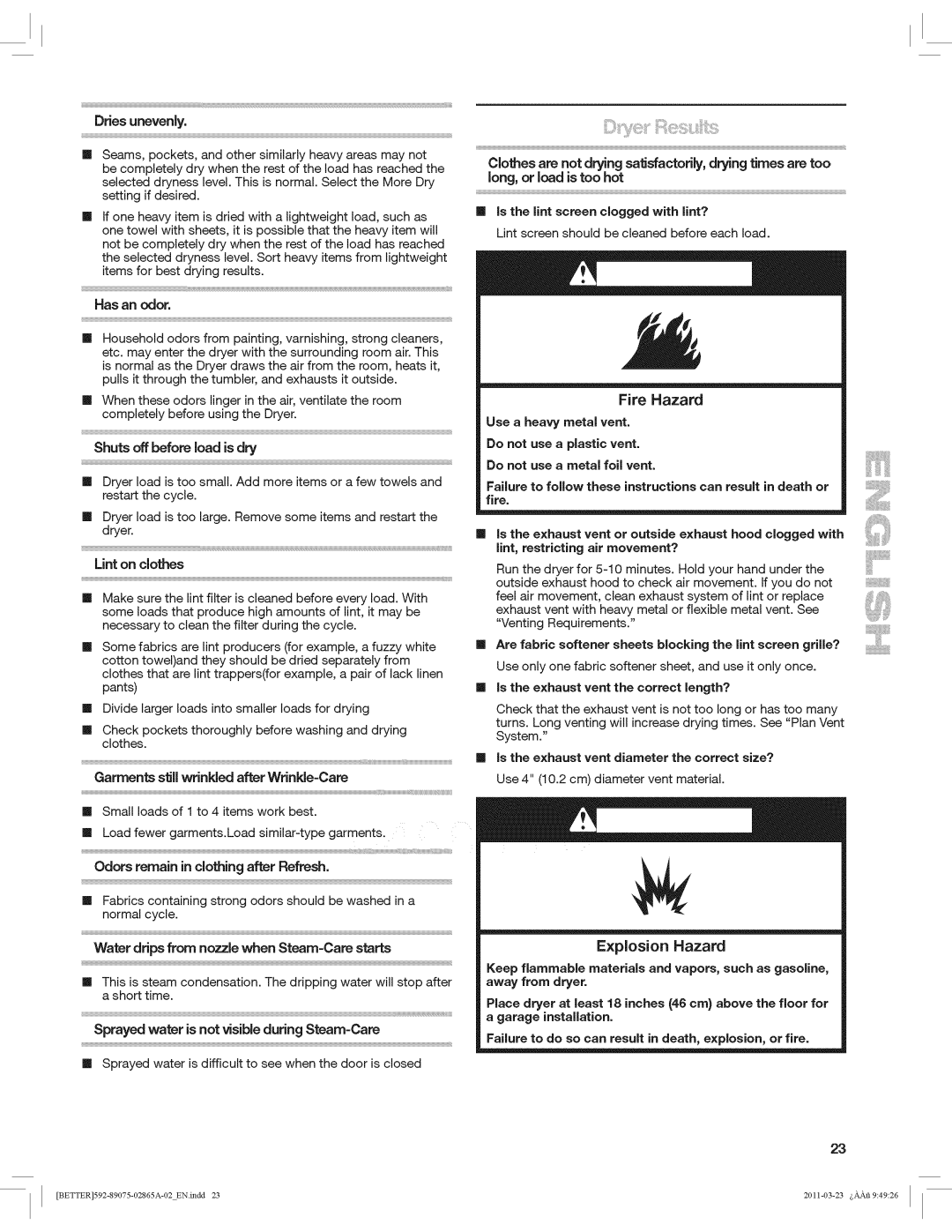 Kenmore 8907 manual Long, or lead istoo hot 