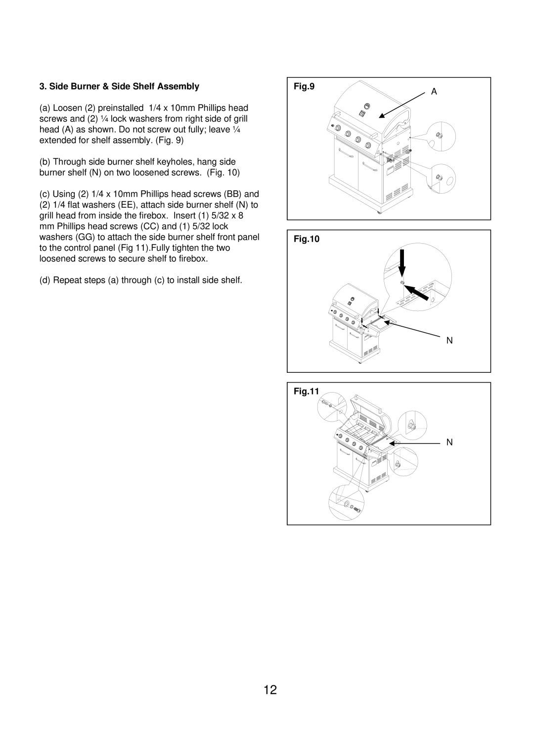 Kenmore 90109 manual Side Burner & Side Shelf Assembly 