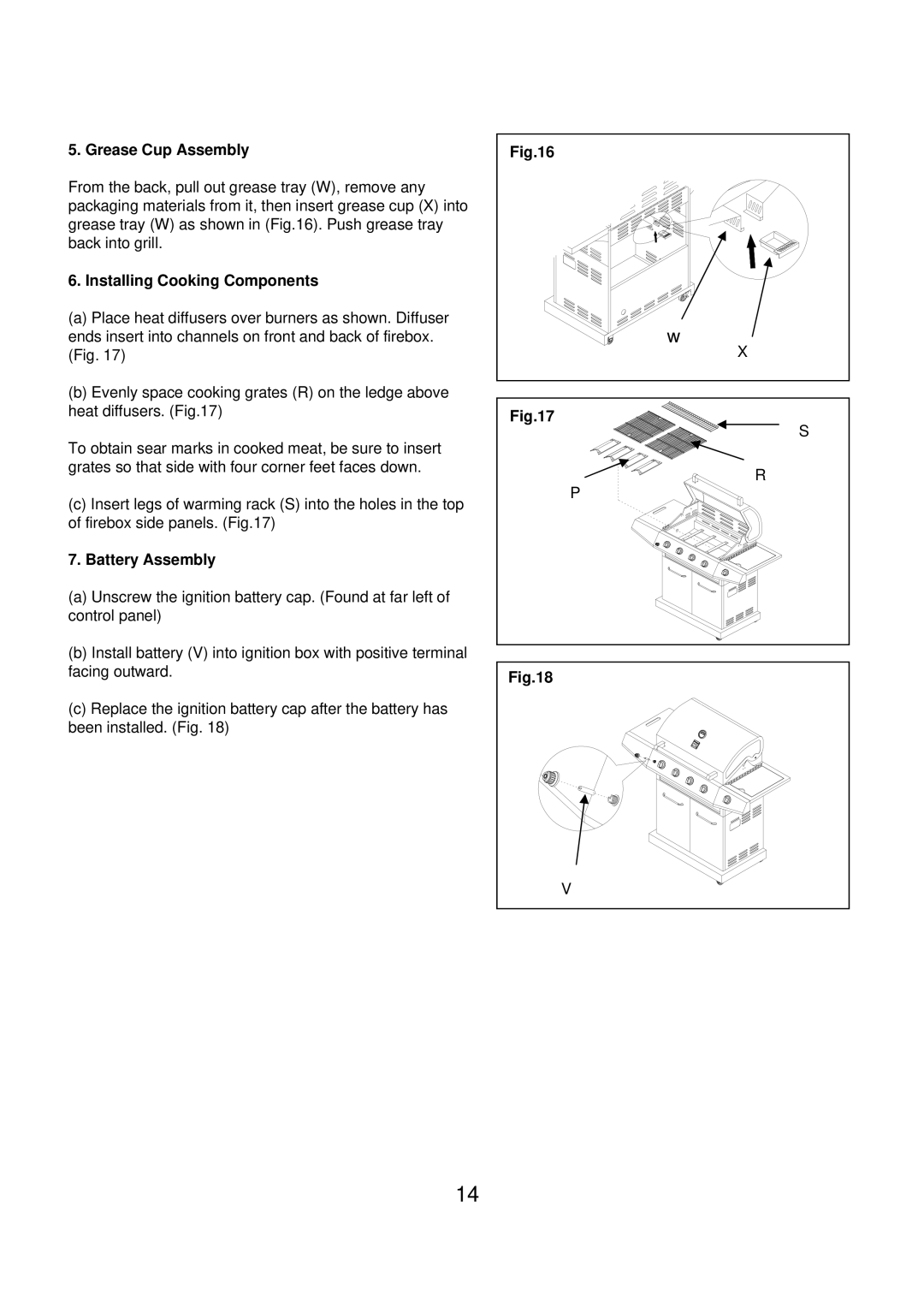 Kenmore 90109 manual Grease Cup Assembly, Installing Cooking Components, Battery Assembly 