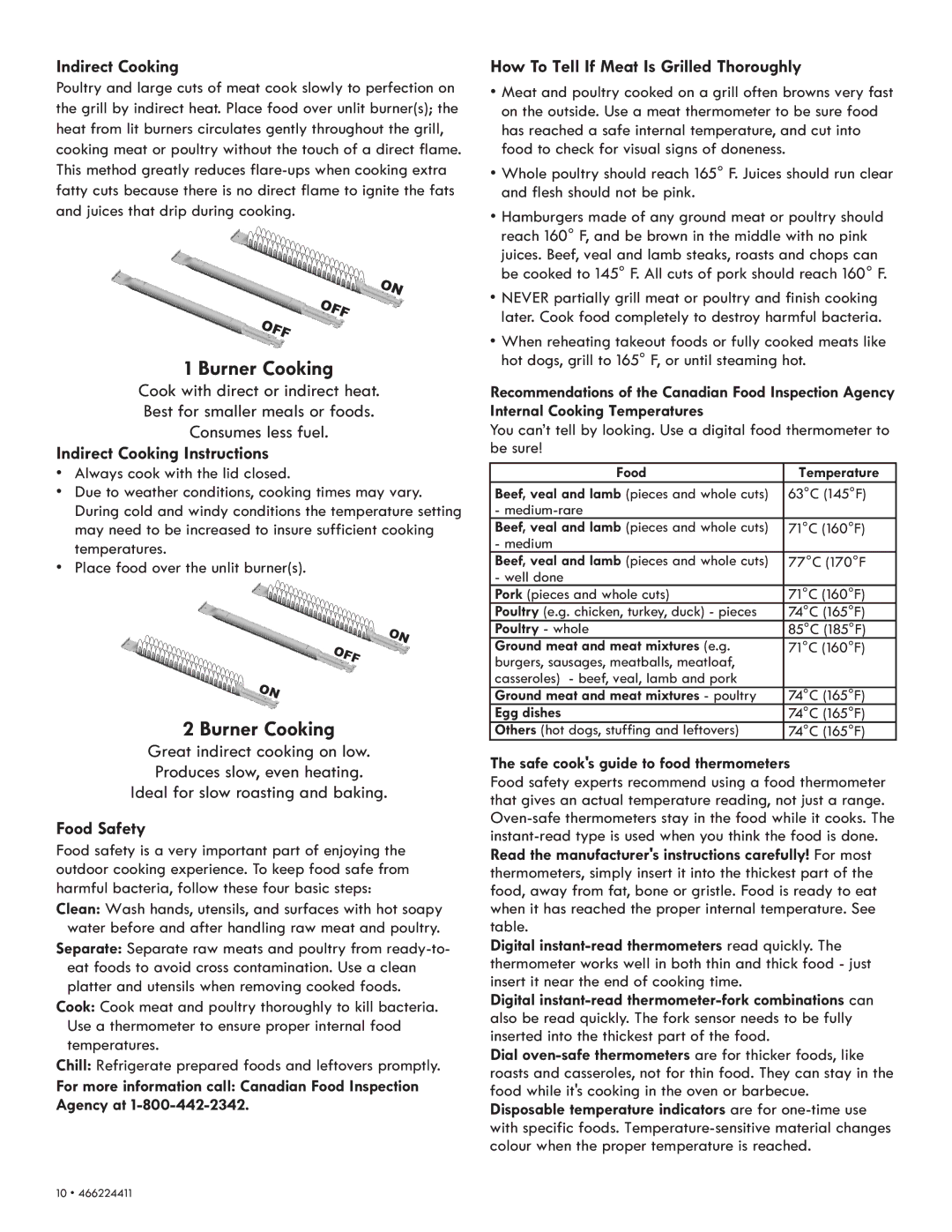 Kenmore 90113 manual Indirect Cooking Instructions, Food Safety, How To Tell If Meat Is Grilled Thoroughly 