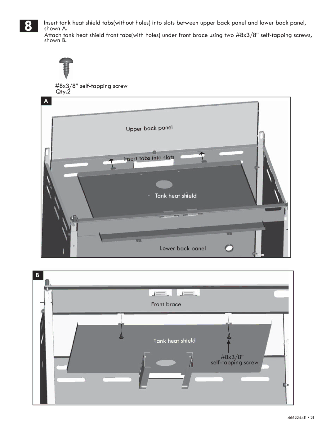 Kenmore 90113 manual Shown a, Lower back panel Front brace 