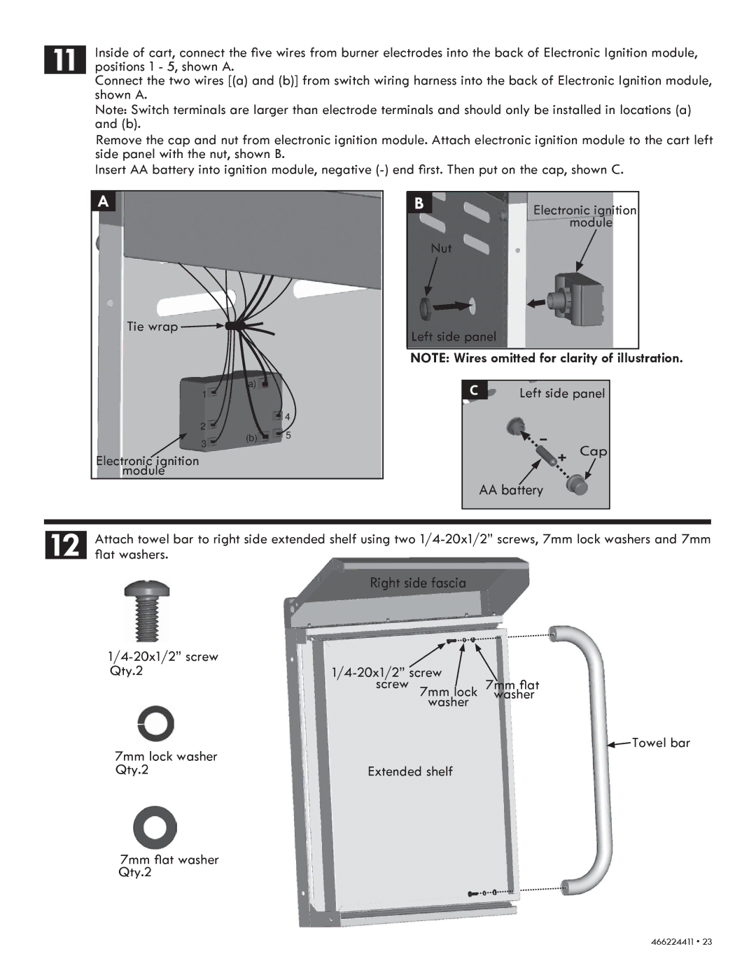 Kenmore 90113 manual Tie wrap, Module, Left side panel, + Cap, ﬂat washers, Qty.2 Extended shelf 7mm ﬂat washer Qty.2 