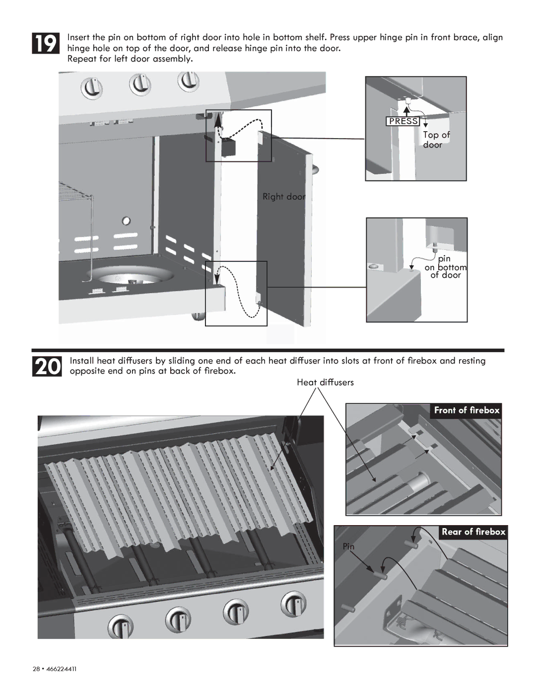 Kenmore 90113 manual Repeat for left door assembly, Pin 