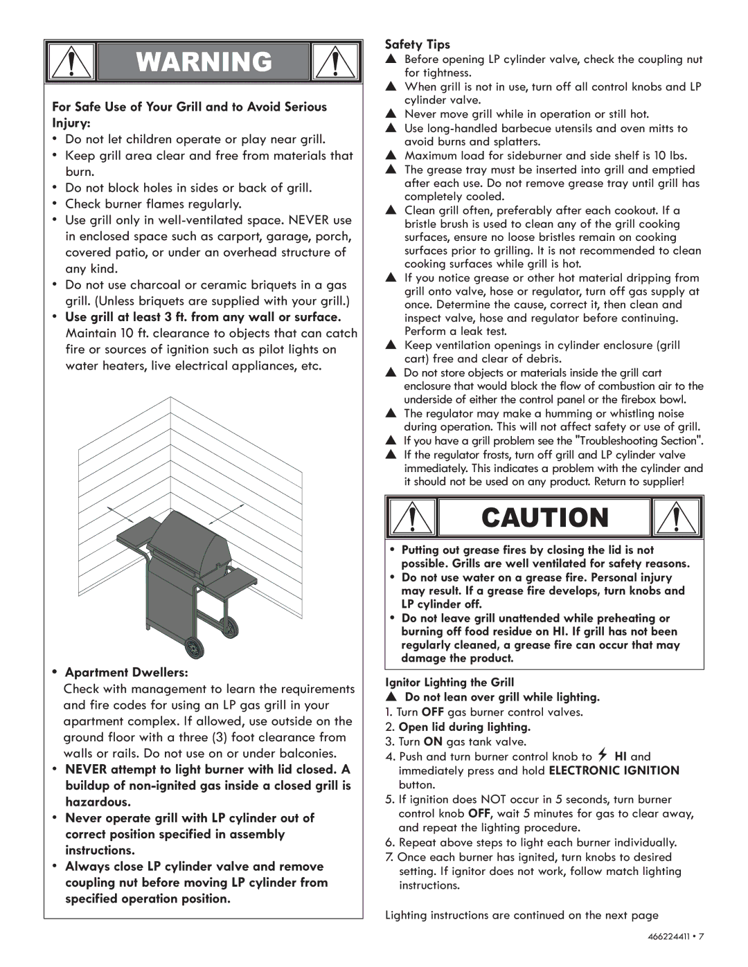 Kenmore 90113 manual For Safe Use of Your Grill and to Avoid Serious Injury, Apartment Dwellers, Safety Tips 