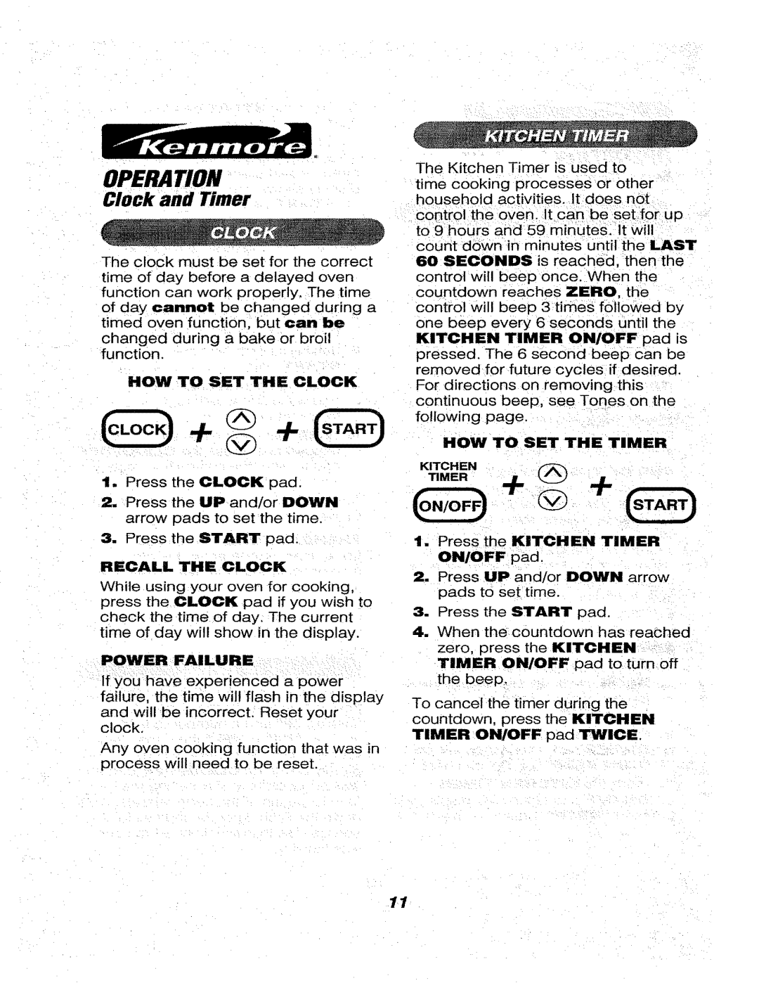 Kenmore 911.46569, 911.46566, 911.46565 owner manual Clock and Timer 