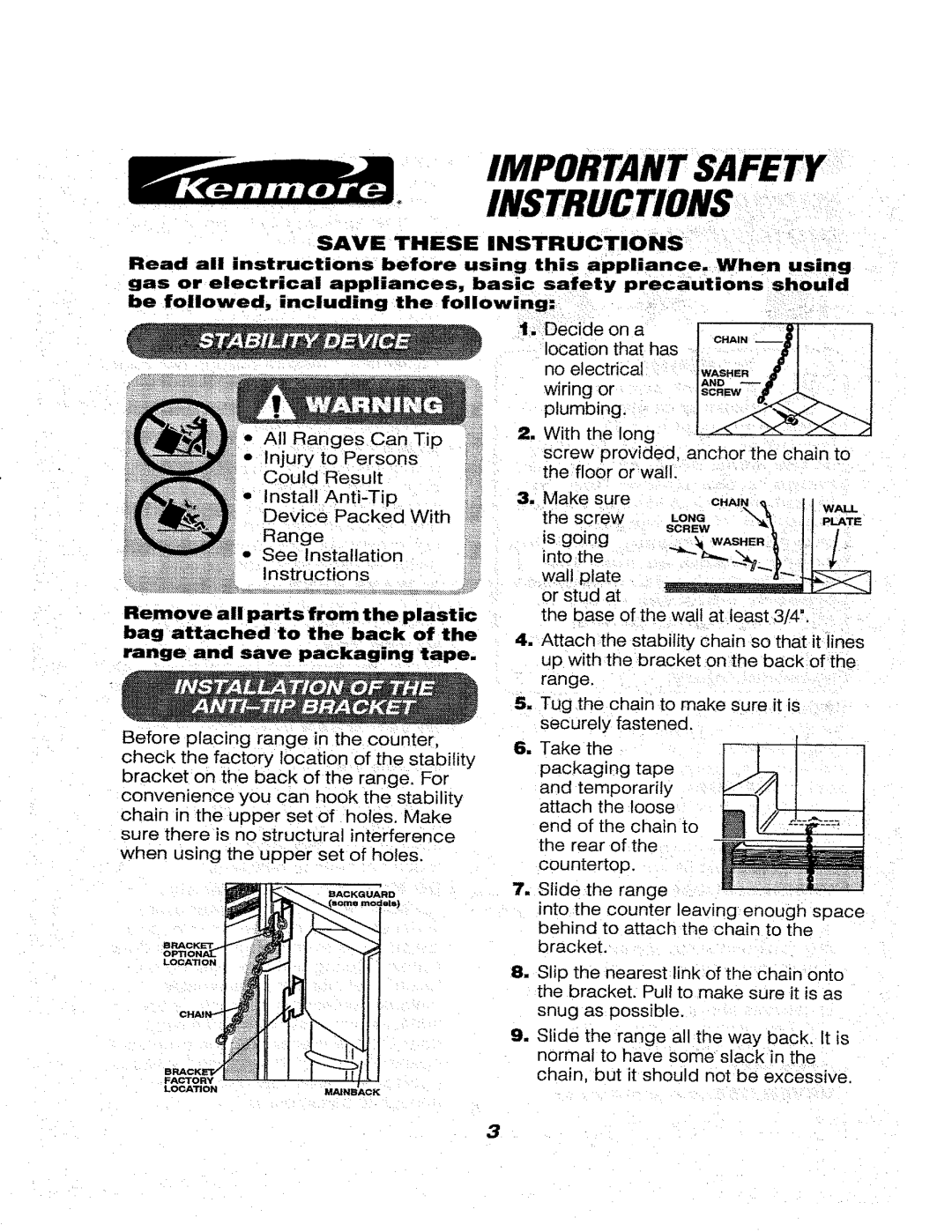 Kenmore 911.46566, 911.46565, 911.46569 owner manual Important SA Instructions, Save These Instructions 