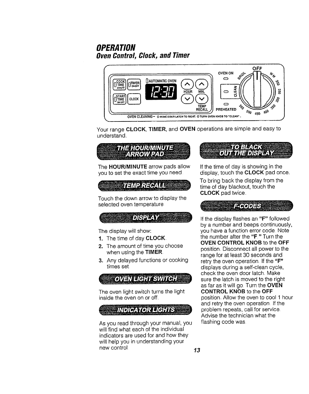 Kenmore 911.94752, 911.94754, 911.94759 manual OvenControl, Clock, and Timer 