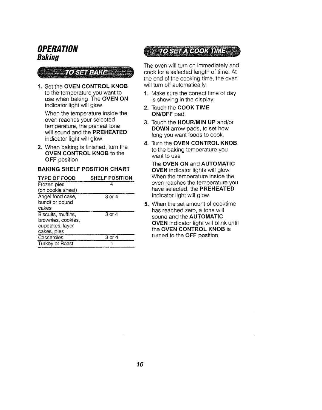 Kenmore 911.94752, 911.94754, 911.94759 manual Baking, Position Chart, Type of Food Shelf Position 