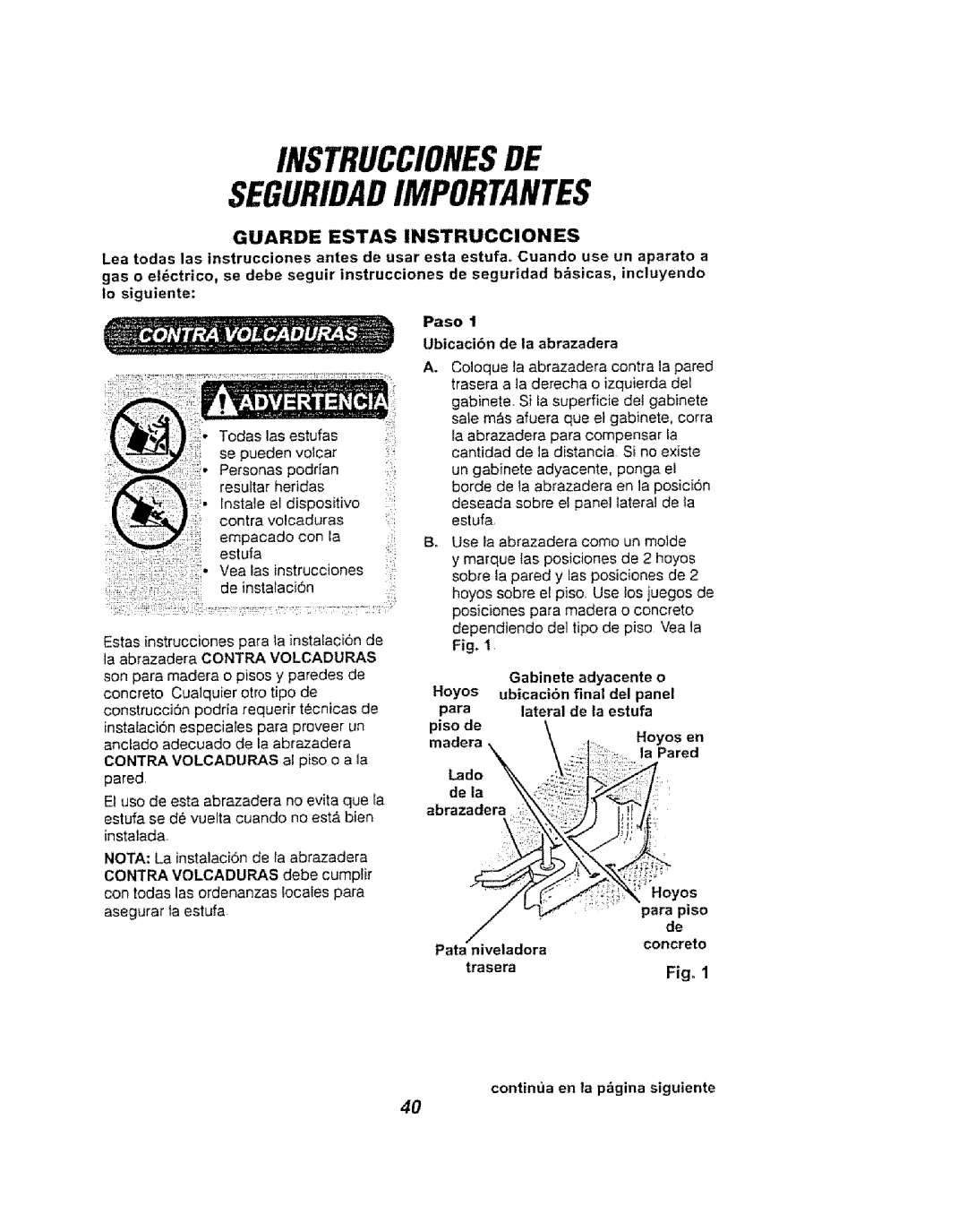 Kenmore 911.94752, 911.94754, 911.94759 Paso Ubicacibn de la abrazadera, De instalaciOn, Piso de, Lado de la, Para piso 