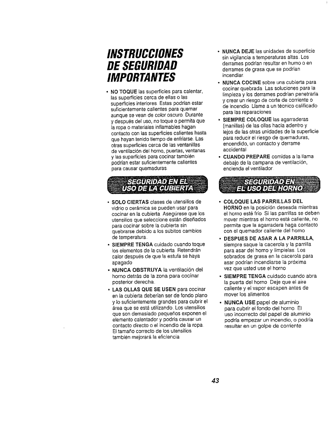 Kenmore 911.94752, 911.94754, 911.94759 manual Instrucciones Deseguridad Importantes, Coloque LAS Parrillas DEL 