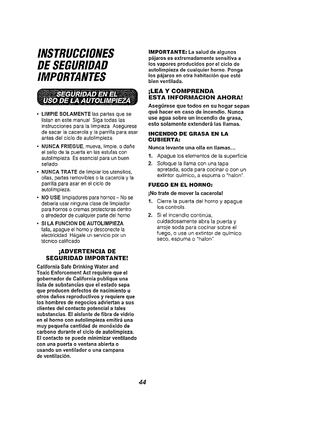 Kenmore 911.94759, 911.94754 Advertencia DE Segurdad Importante, LEA Y Comprenda Esta Informacion Ahora, Fuego EN EL Horno 