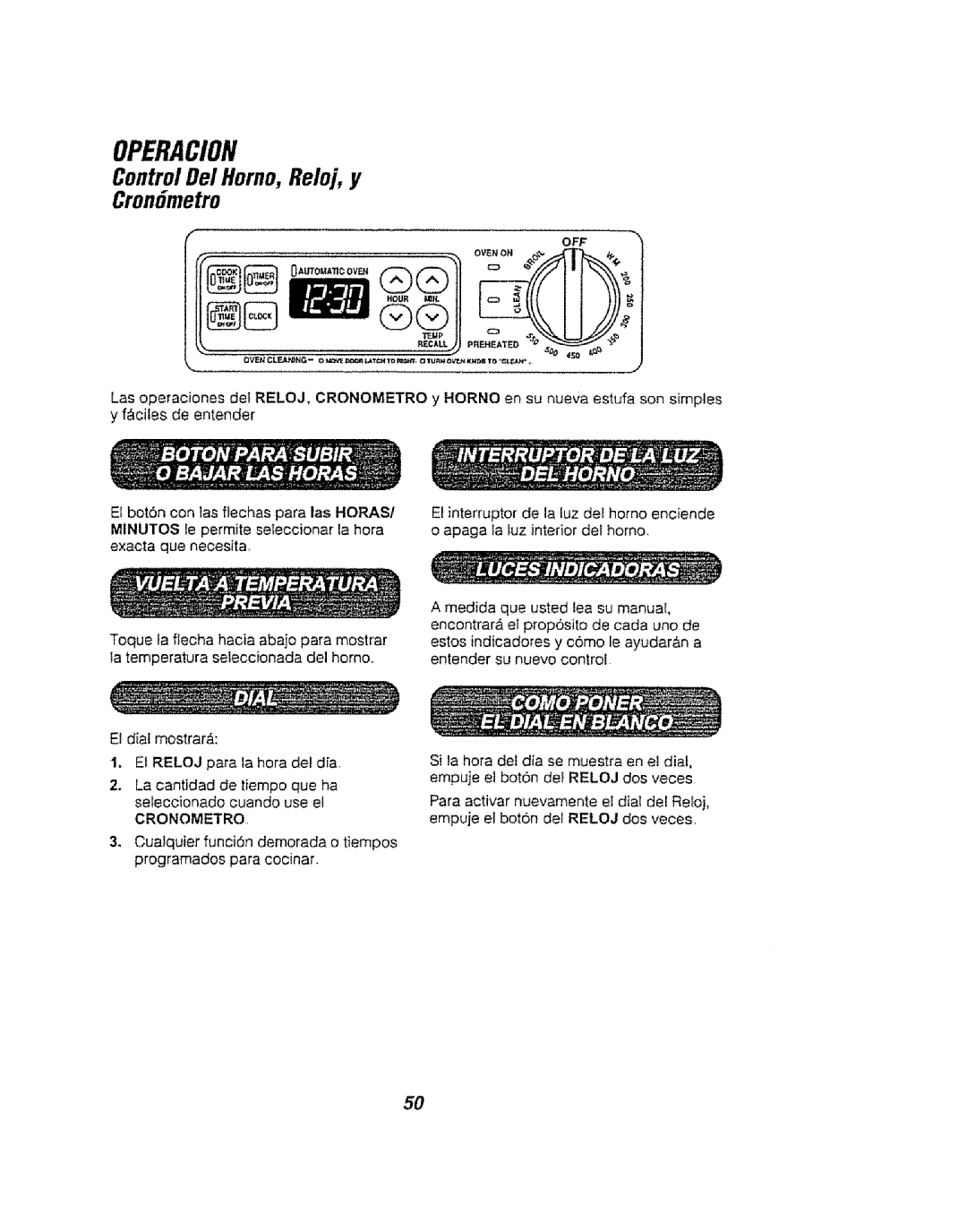 Kenmore 911.94759, 911.94754, 911.94752 manual ControlDel Homo, Reloj, y CronSmetro, Cronometro 