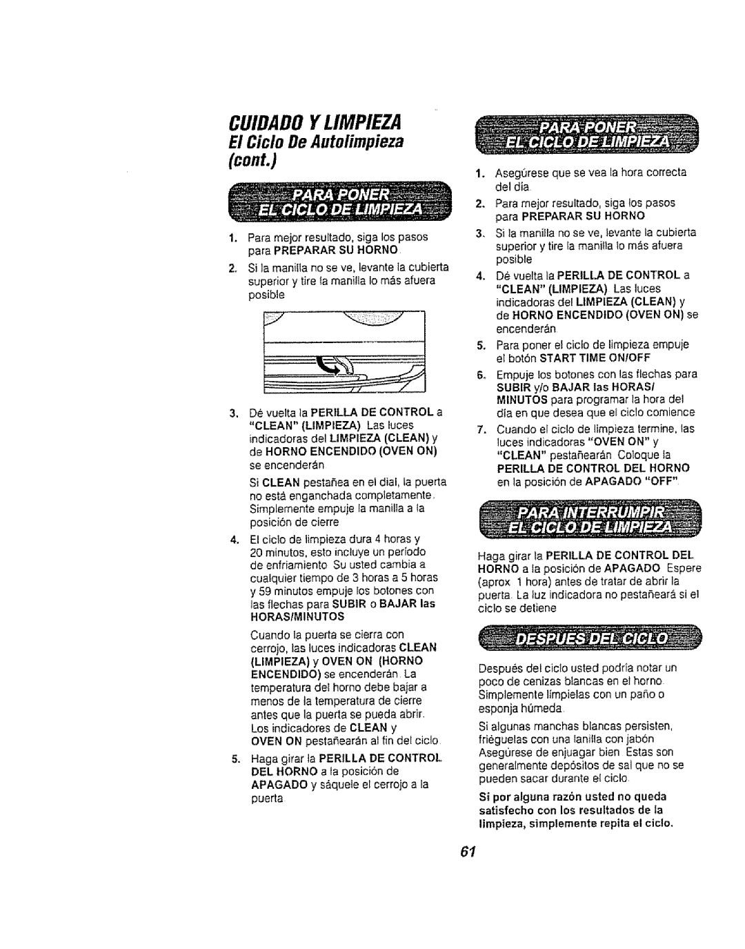 Kenmore 911.94752, 911.94754, 911.94759 E1Ciclo De Autolimpieza, Perilla DE Control DEL Horno en la posiciCn de Apagado OFF 