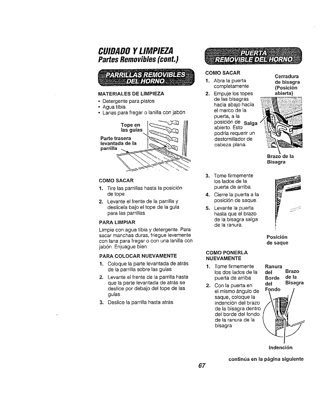 Kenmore 911.94752, 911.94754, 911.94759 manual Como Sacar, Para Limpiar, Para Colocar Nuevamente 