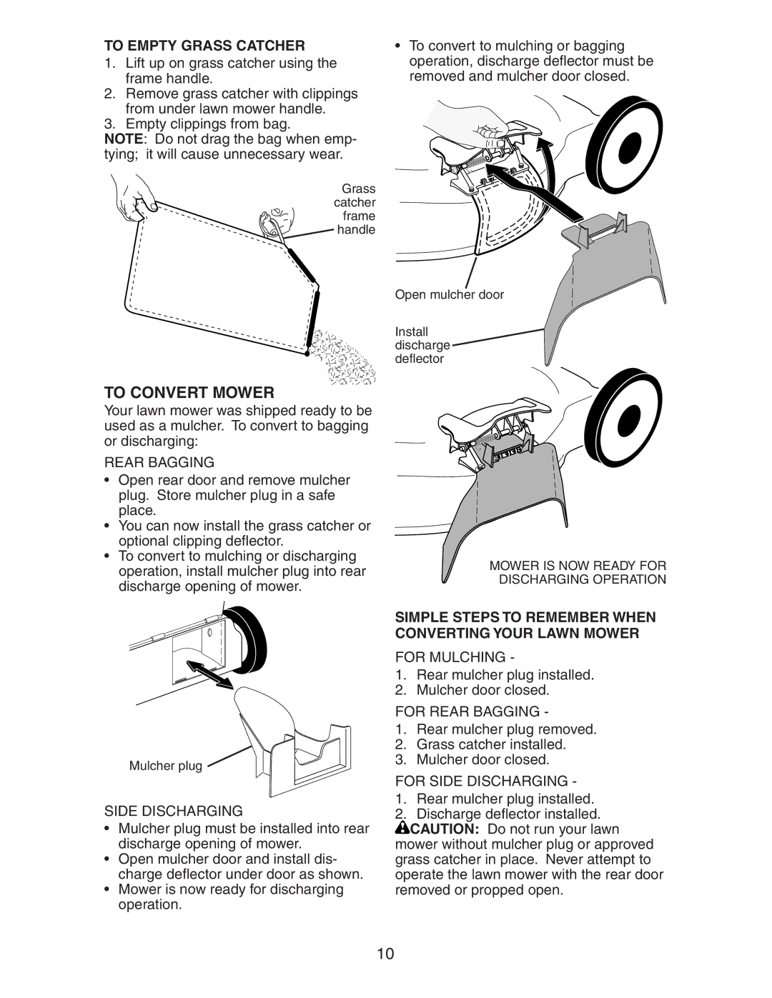 Kenmore 917.37707 To Convert Mower, To Empty Grass Catcher, Simple Steps to Remember When Converting Your Lawn Mower 