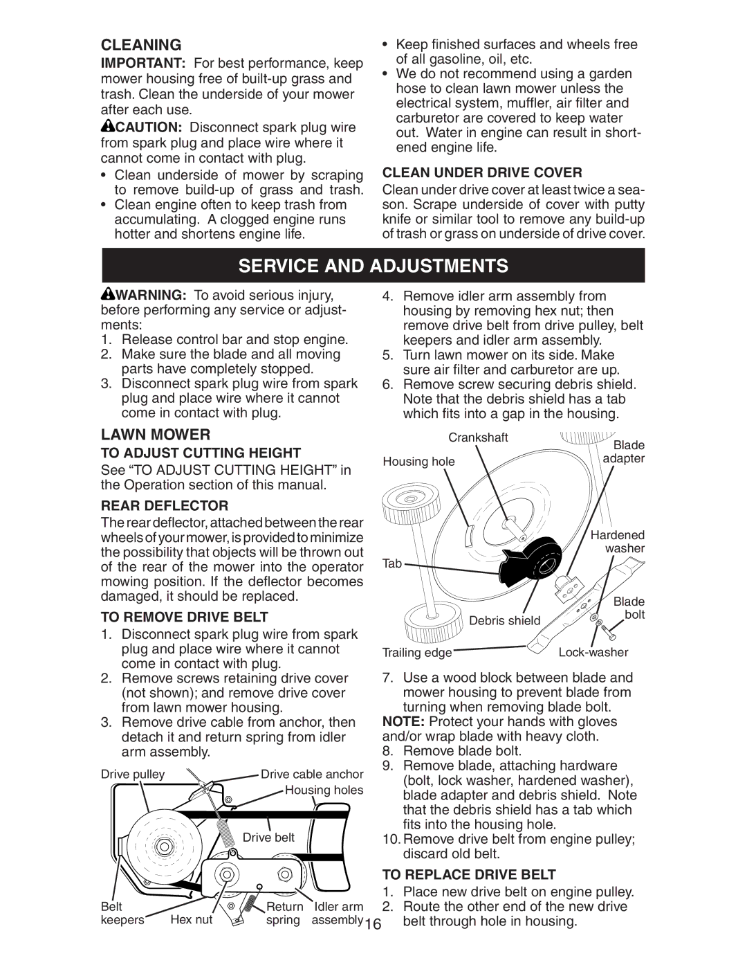 Kenmore 917.37707 owner manual Service and Adjustments, Cleaning 