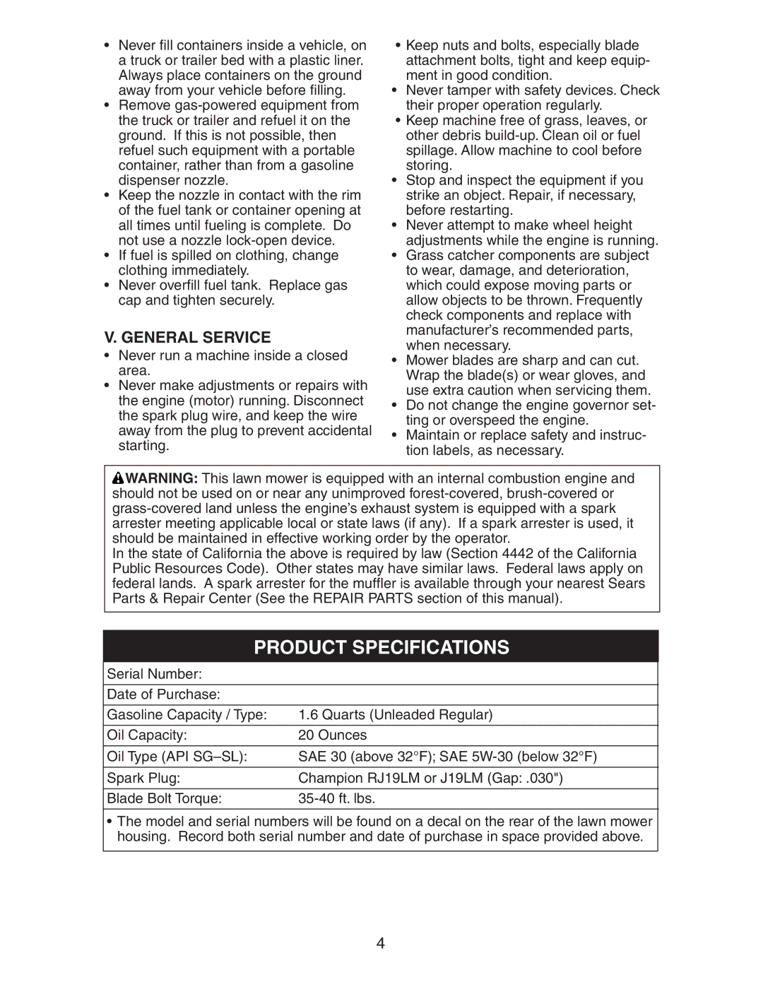 Kenmore 917.37707 owner manual Product Specifications, General Service 