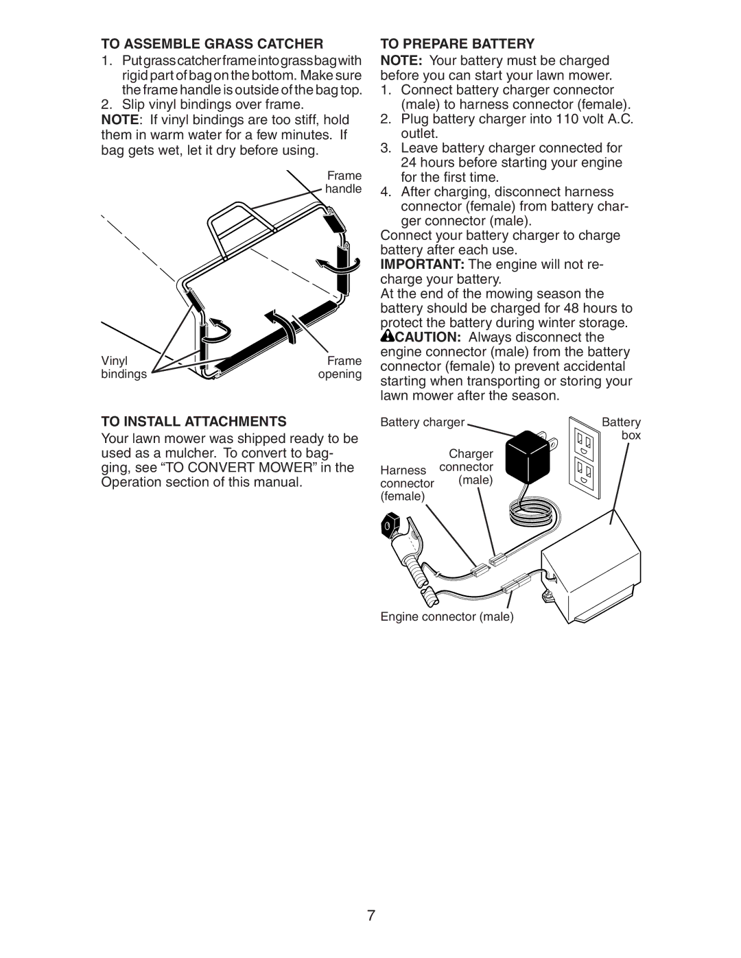 Kenmore 917.37707 owner manual To Assemble Grass Catcher, To Install Attachments, To Prepare Battery 