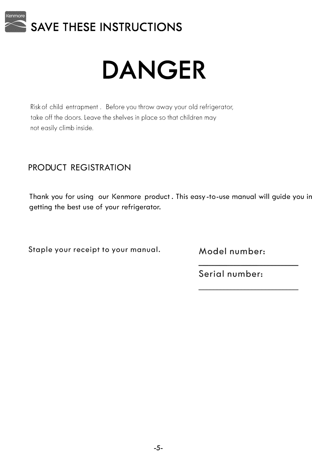 Kenmore 94689, 94683 manual Number 