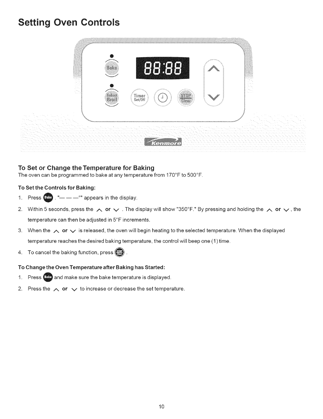 Kenmore 9504, 790.9503 manual Setting Oven Controls 