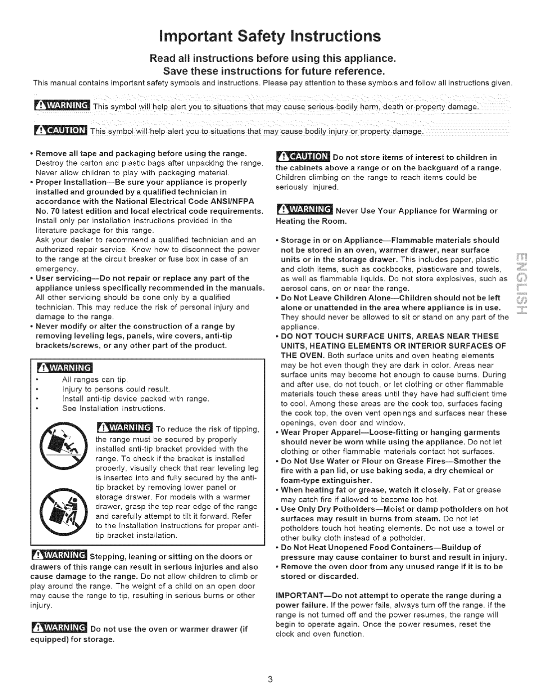 Kenmore 790.9503, 9504 manual Important Safety instructions, Read all instructions before using this appliance, Heating 