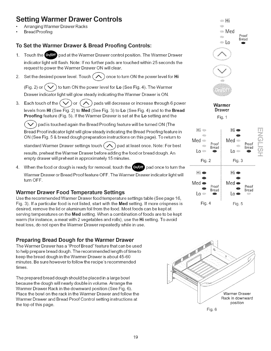 Kenmore 790-.9663, 9664 manual Setting Warmer Drawer Controls 