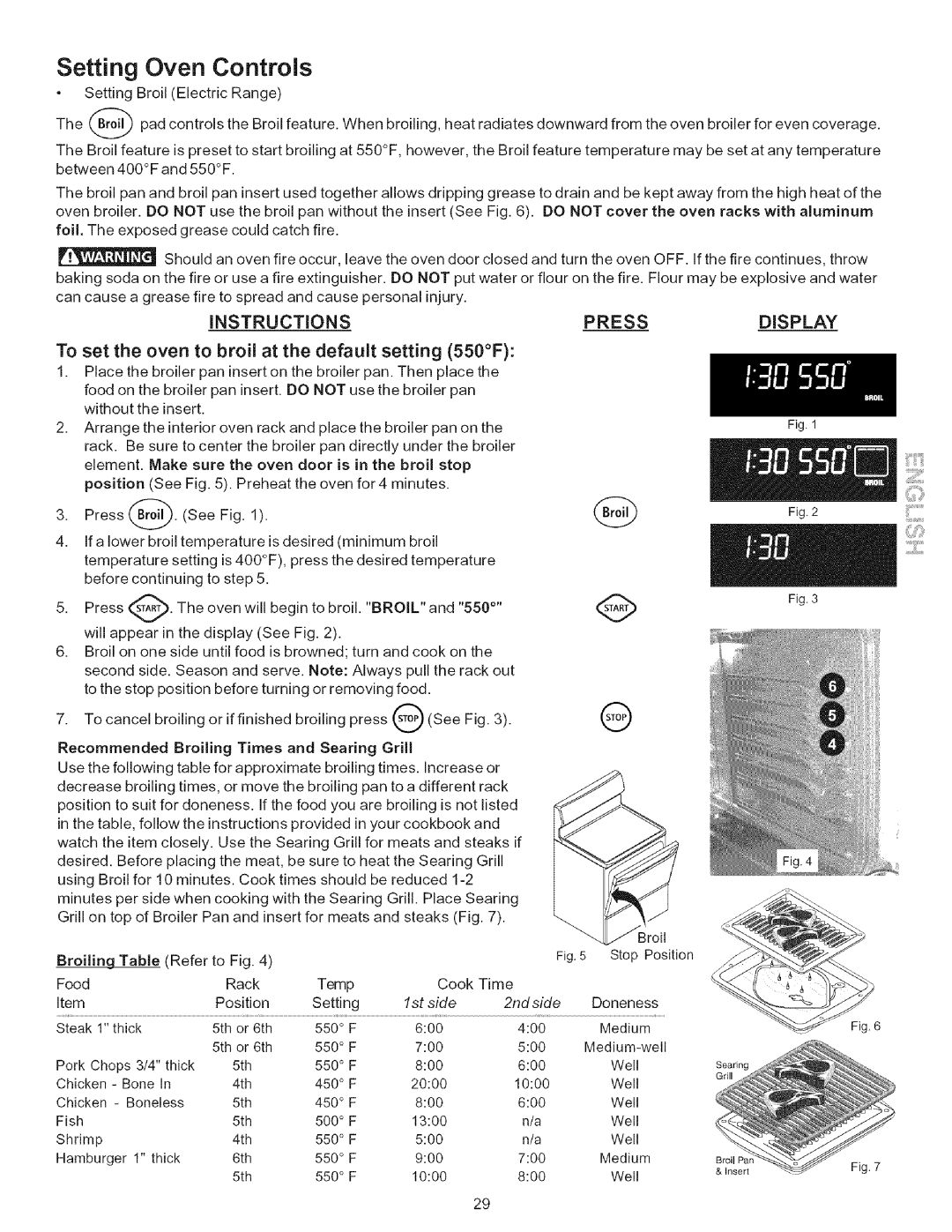 Kenmore 790-.9663, 9664 manual To set the oven to broil at the default setting 550F, Ii2Jill 