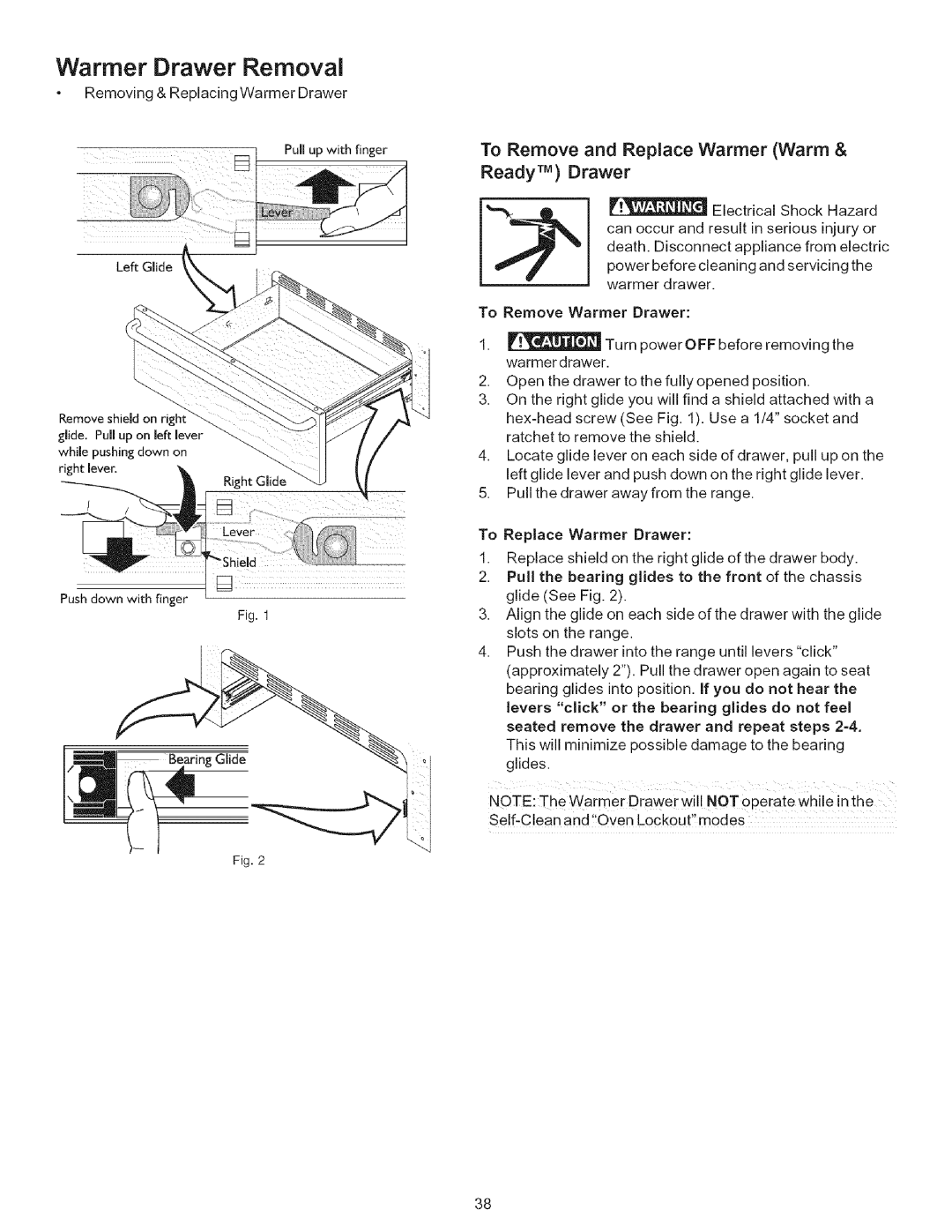 Kenmore 9664, 790-.9663 manual Warmer Drawer Removal 