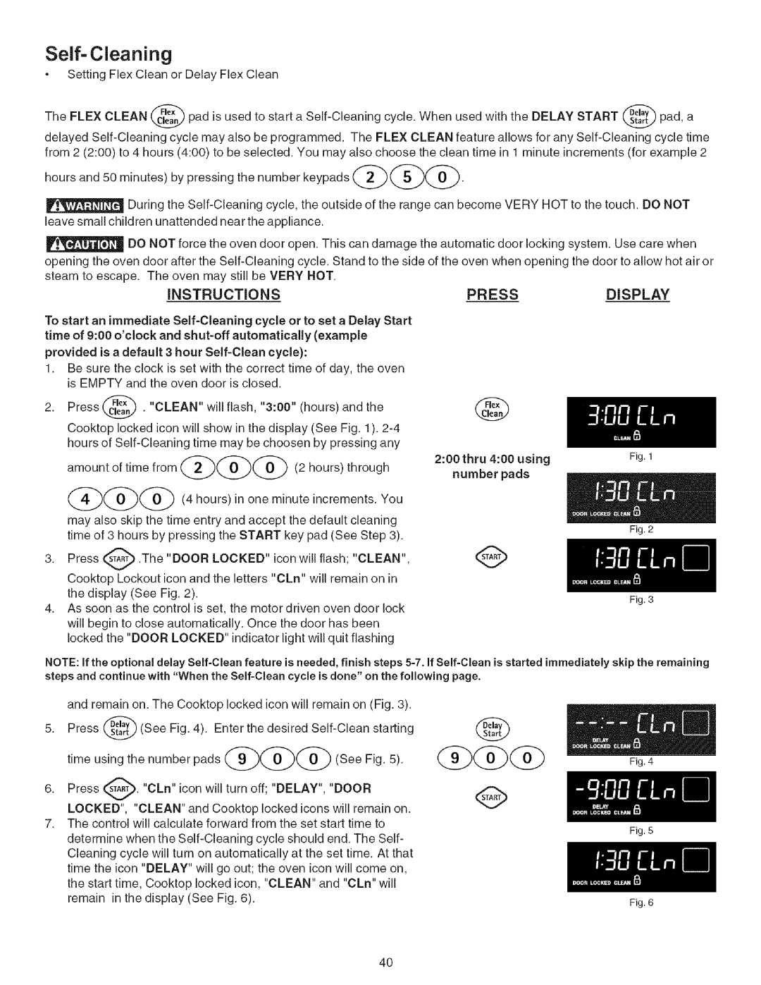 Kenmore 9664, 790-.9663 manual Self-Cleaning, Instructions 