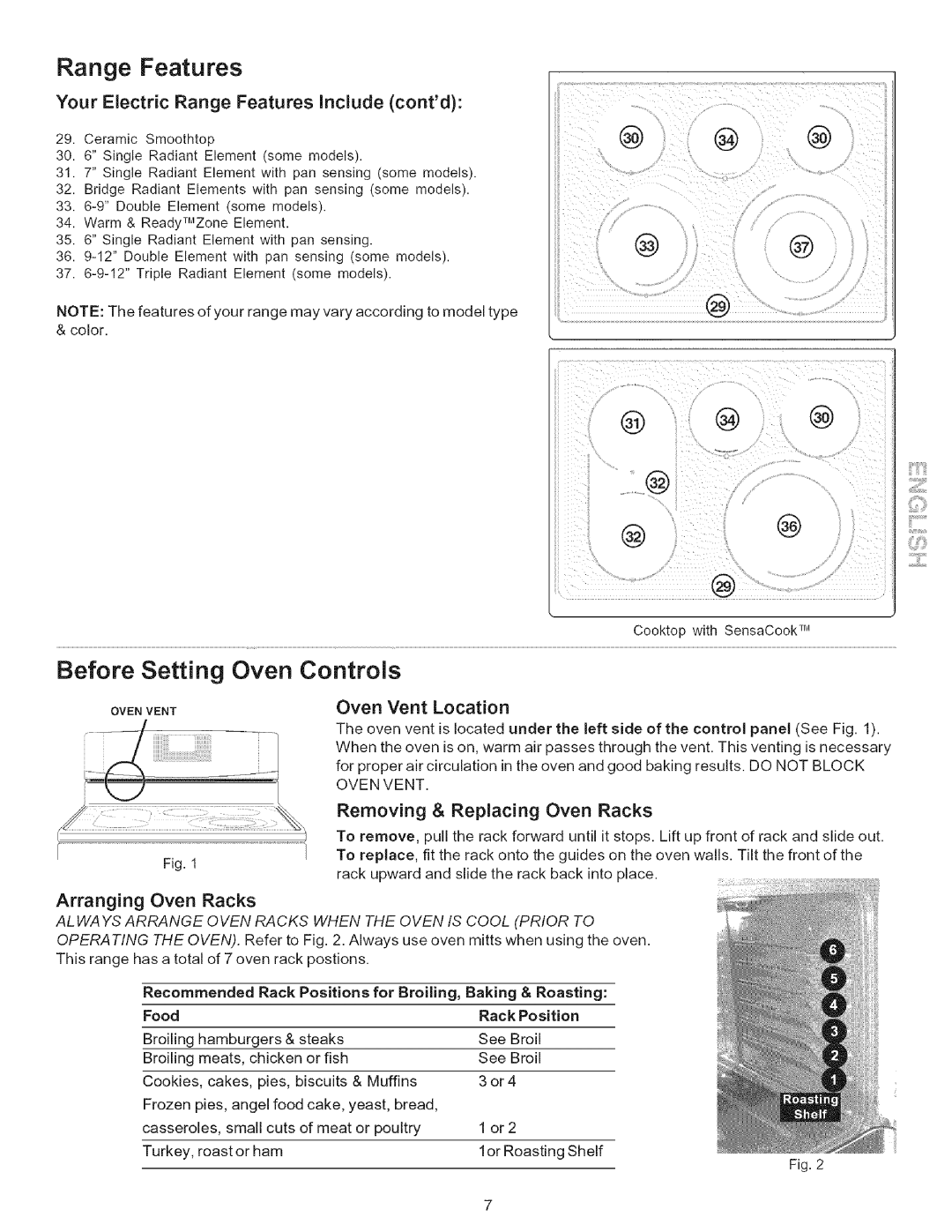 Kenmore 790-.9663, 9664 manual Before Setting Oven Controls, Ovenvent 