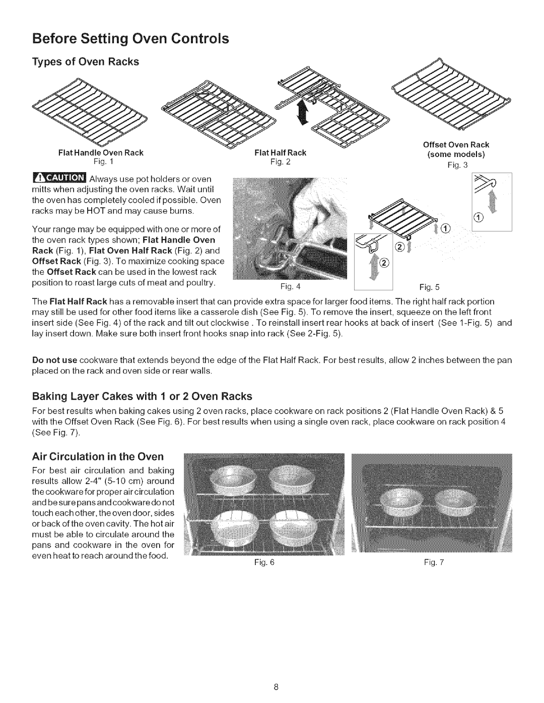 Kenmore 9664, 790-.9663 manual Baking Layer Cakes with 1 or 2 Oven Racks, Air Circulation in the Oven 