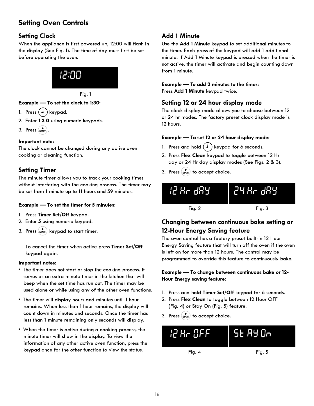 Kenmore 970- 6986 Setting Oven Controls, Setting Clock, Setting Timer, Add 1 Minute, Setting 12 or 24 hour display mode 