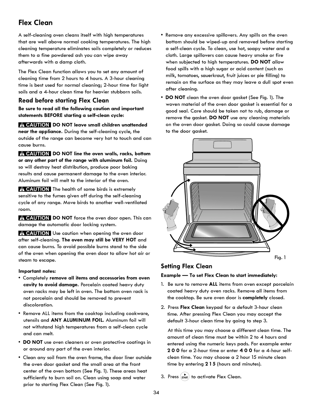 Kenmore 970- 6986 Read before starting Flex Clean, Setting Flex Clean, Example To set Flex Clean to start immediately 