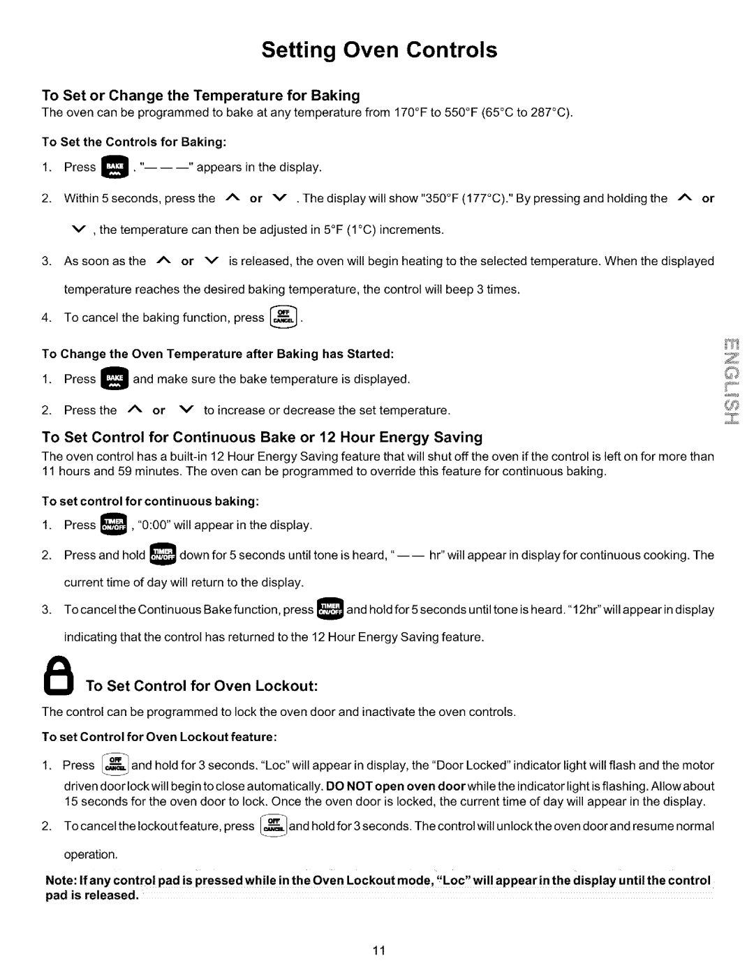 Kenmore 970-334420, 970-334421 manual To Set or Change the Temperature for Baking 