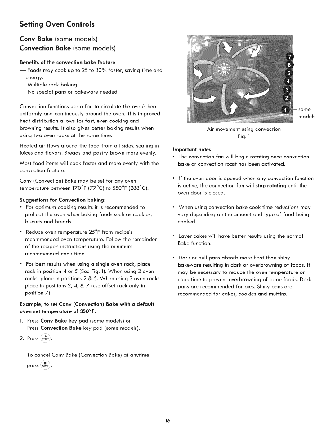 Kenmore 970-5984 manual Cony Bake some models Convection Bake some models, Suggestions for Convection baking 