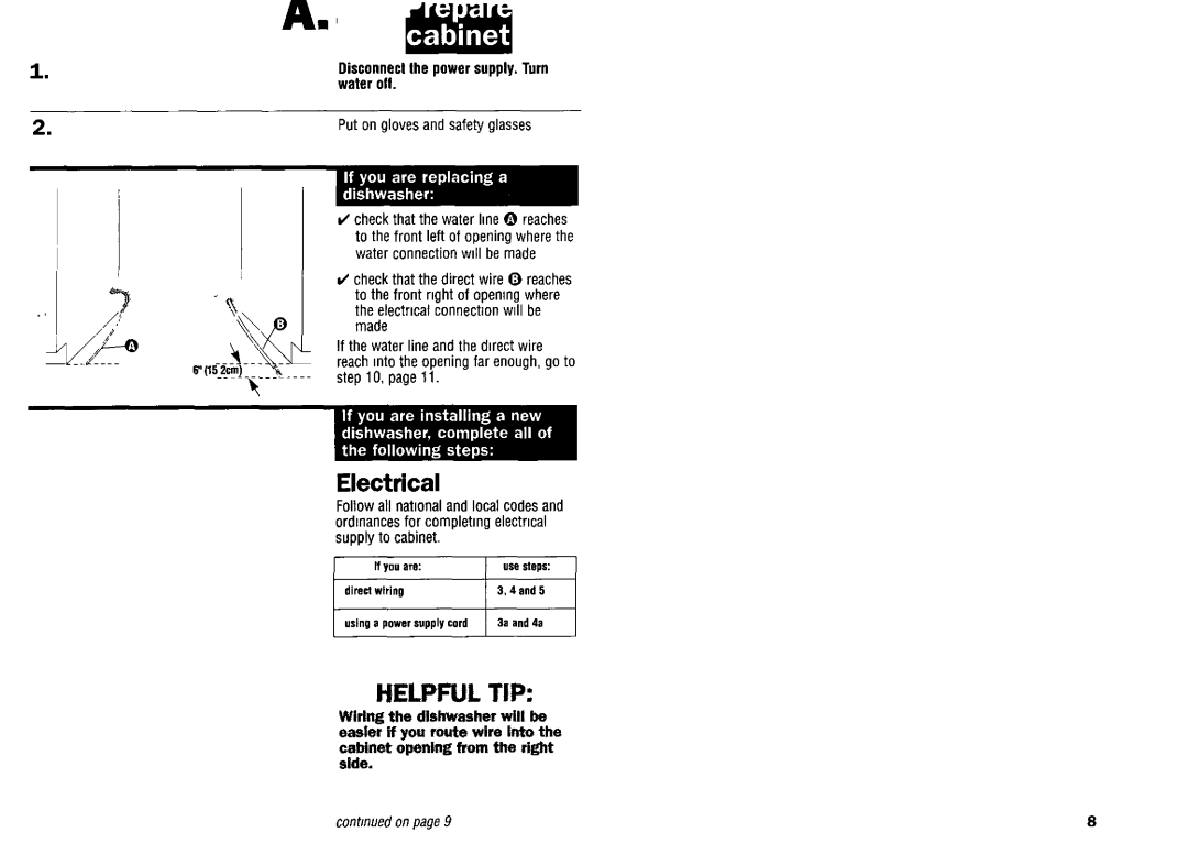 Kenmore 9743679, 9743680, 9743678, 9744231 dimensions Electrical, Disconnect the power supply. Turn water off 