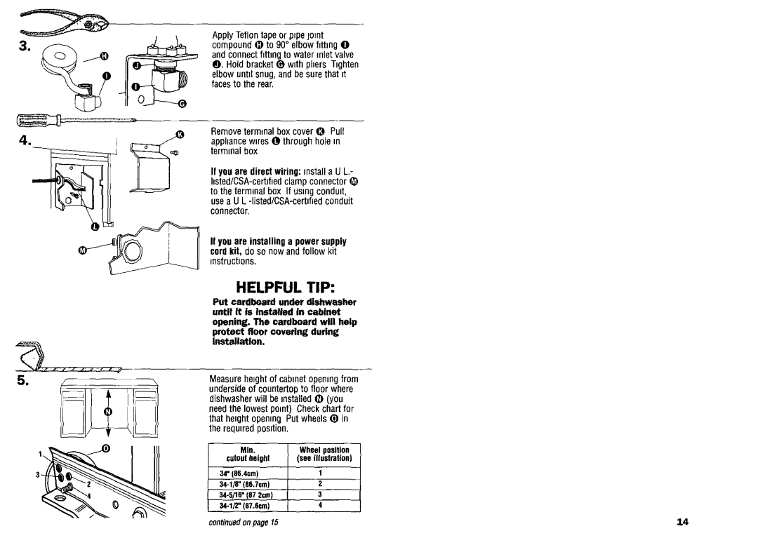 Kenmore 9744231, 9743680, 9743679, 9743678 dimensions Helpful Tip, If you are installing a power supply, continuedon page15 