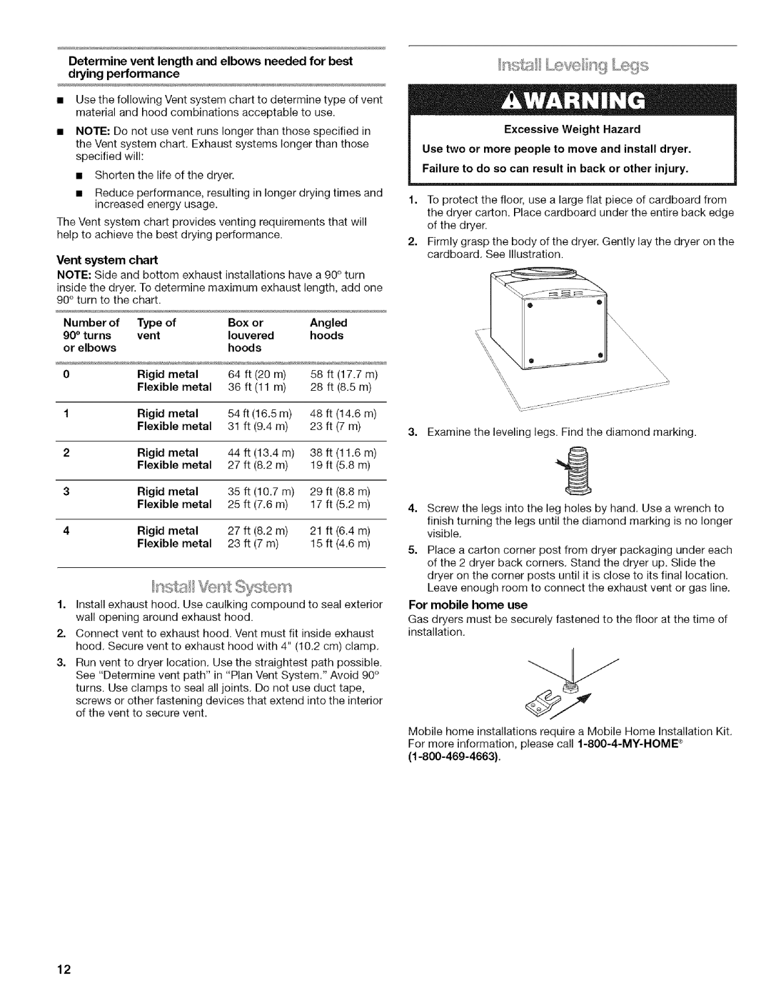 Kenmore 9757 Number Type Box or Angled Turns Vent Iouvered Hoods, Hoods Rigid metal, Flexible Metal, For mobile home use 