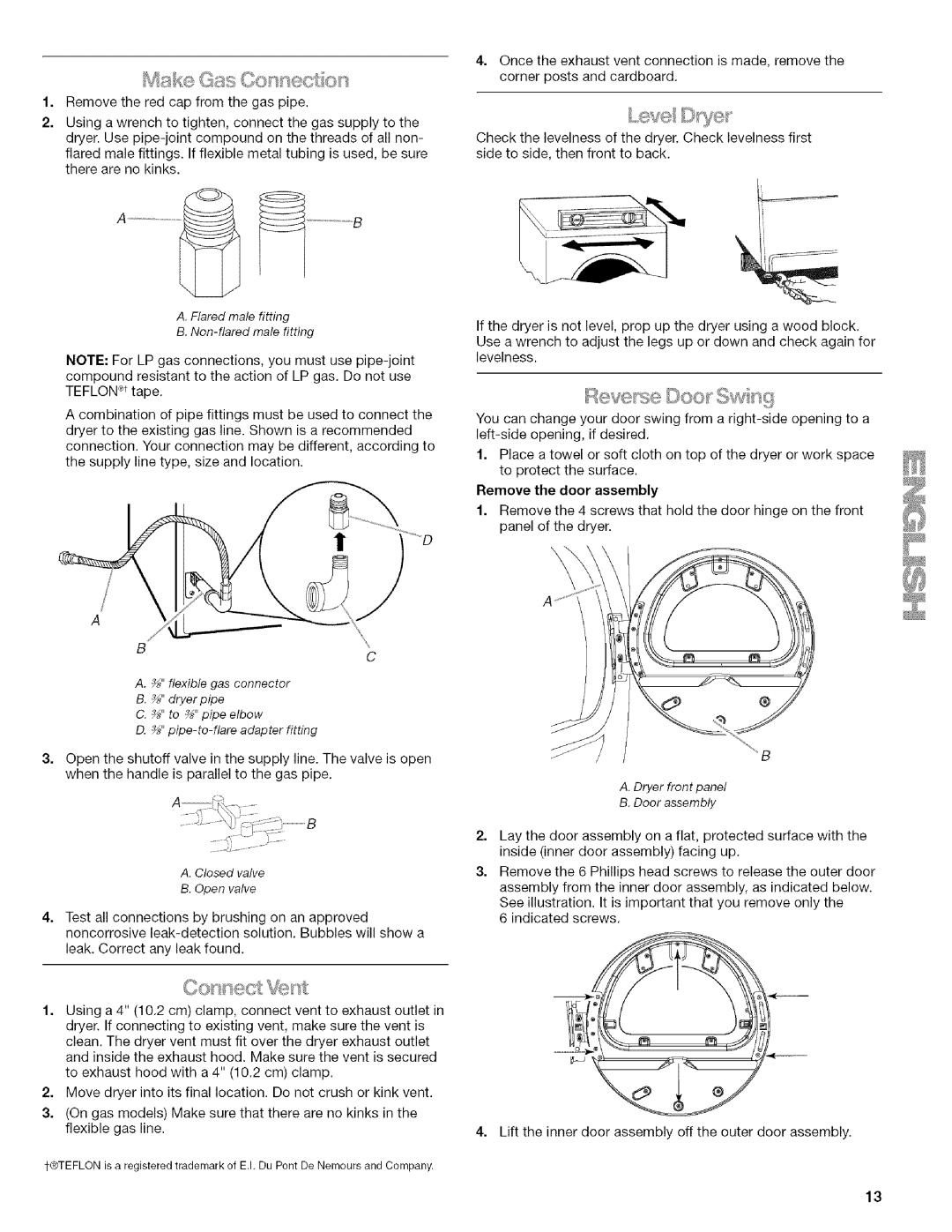 Kenmore 9758, 9757, 110.9756 manual Closed valve Open valve, Remove the door assembly 